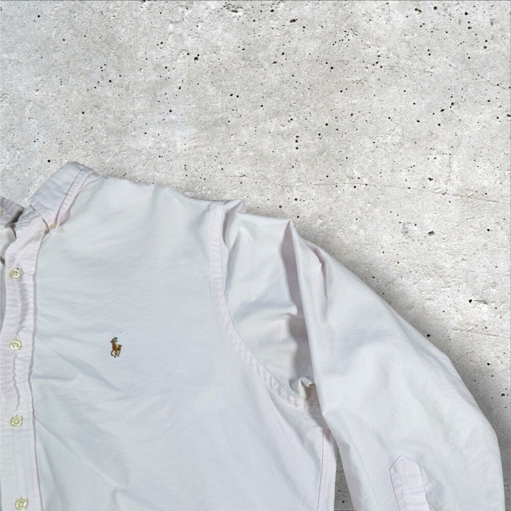 Polo Ralph Lauren Oxford Shirt Men 17.5 34/35 Pink Classic Fit Cotton Flaws - Picture 15 of 15